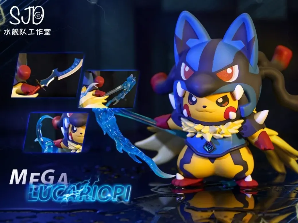 Small Scale Original Colour Mega Lucario Cosplay Pikachu - Pokemon Resin Statue - SJD Studio