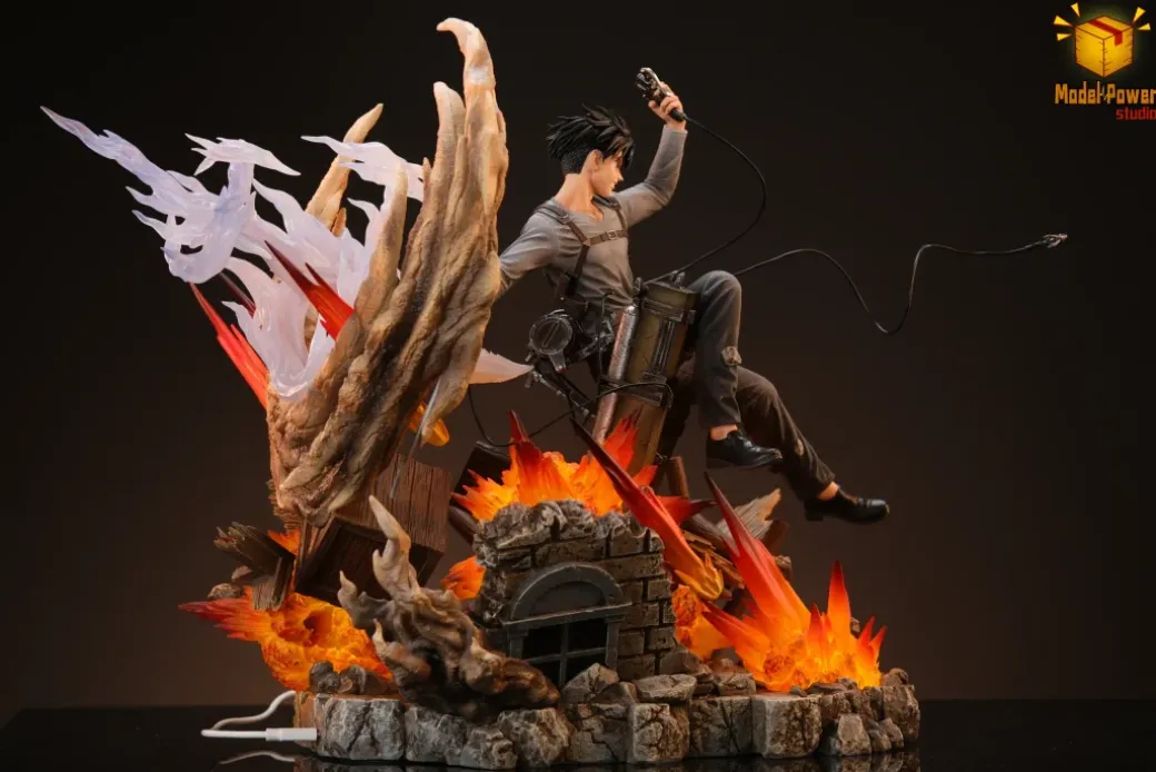 Street Battle Levi Ackerman with LED - Attack On Titan Resin Statue - Model Power Studio