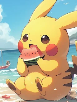 Summer Pikachu Decorative Painting - Pokemon - Xingkong Studio