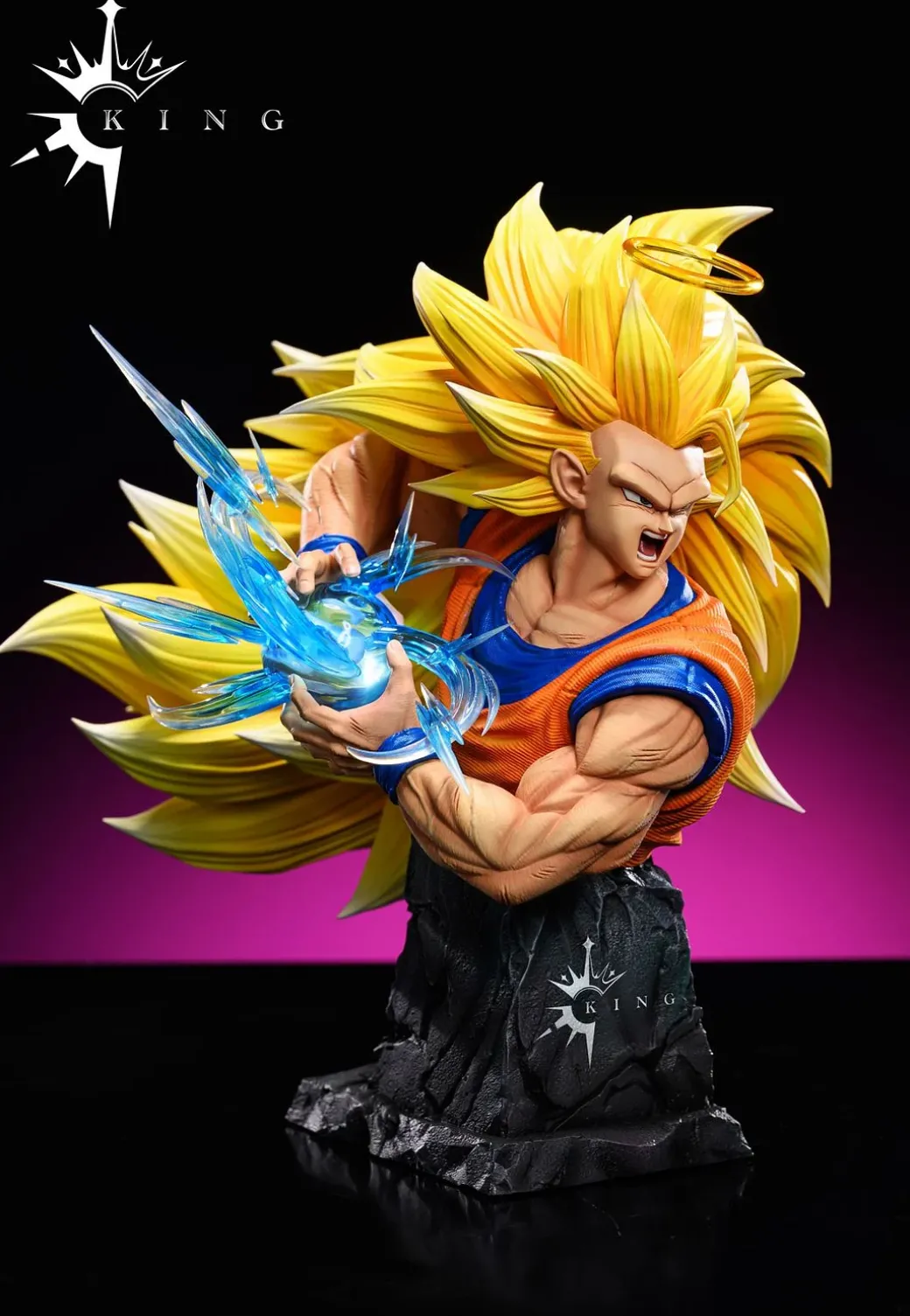 Super Saiyan 3 Son Goku with LED - Dragon Ball Resin Statue - KING Studio