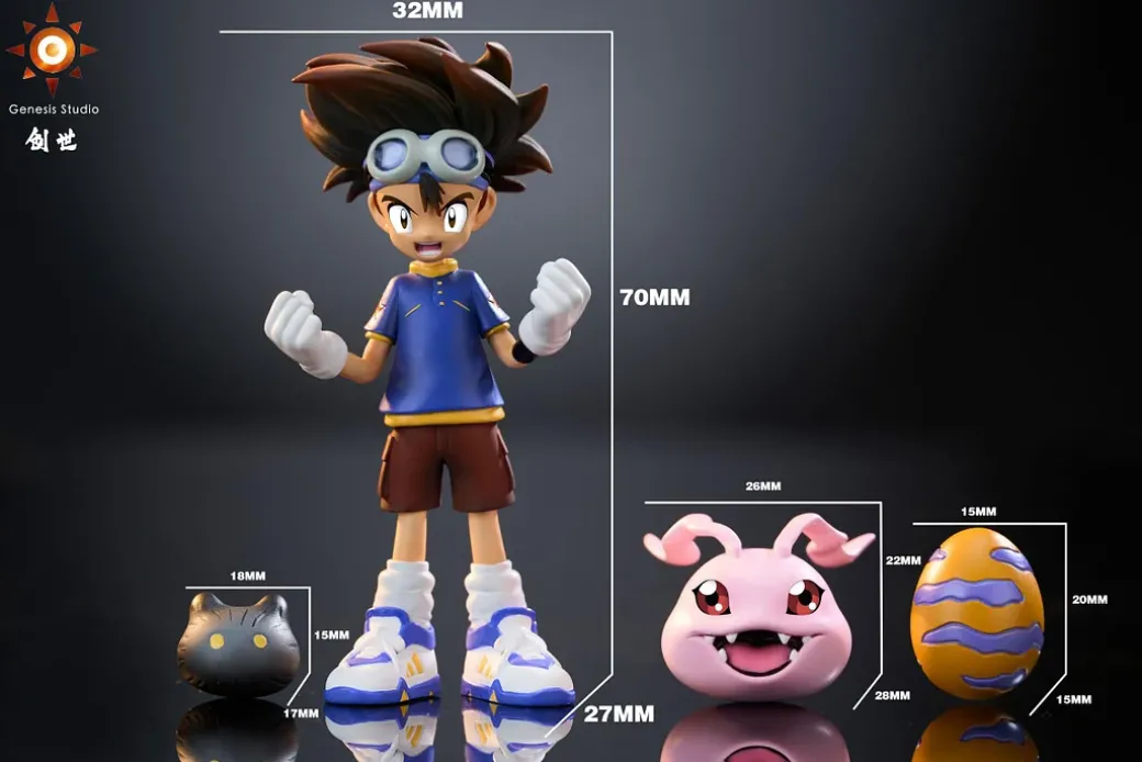 Tai Kamiya & Koromon & Botamon & Digitamamon - Digimon Statue - Genesis-Studio