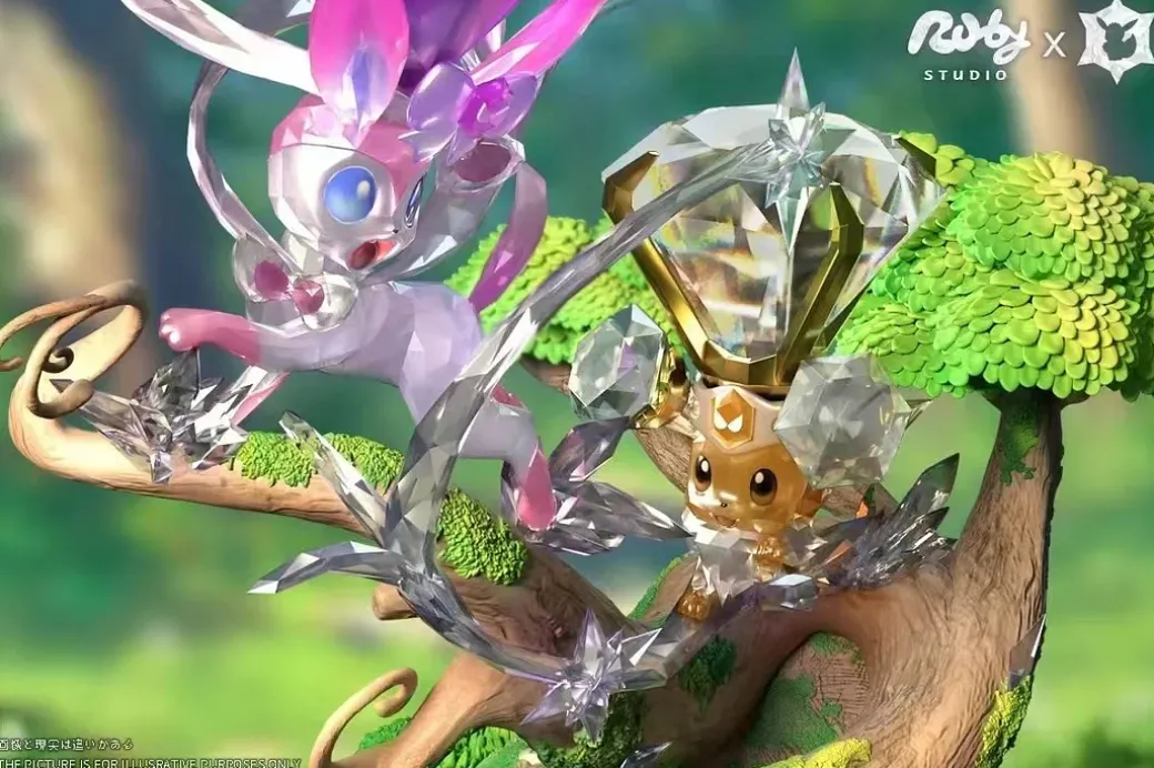 Terastallized Eevee Forest Series 001 Sylveon & Eevee - Pokemon Resin Statue - Ruby Studio