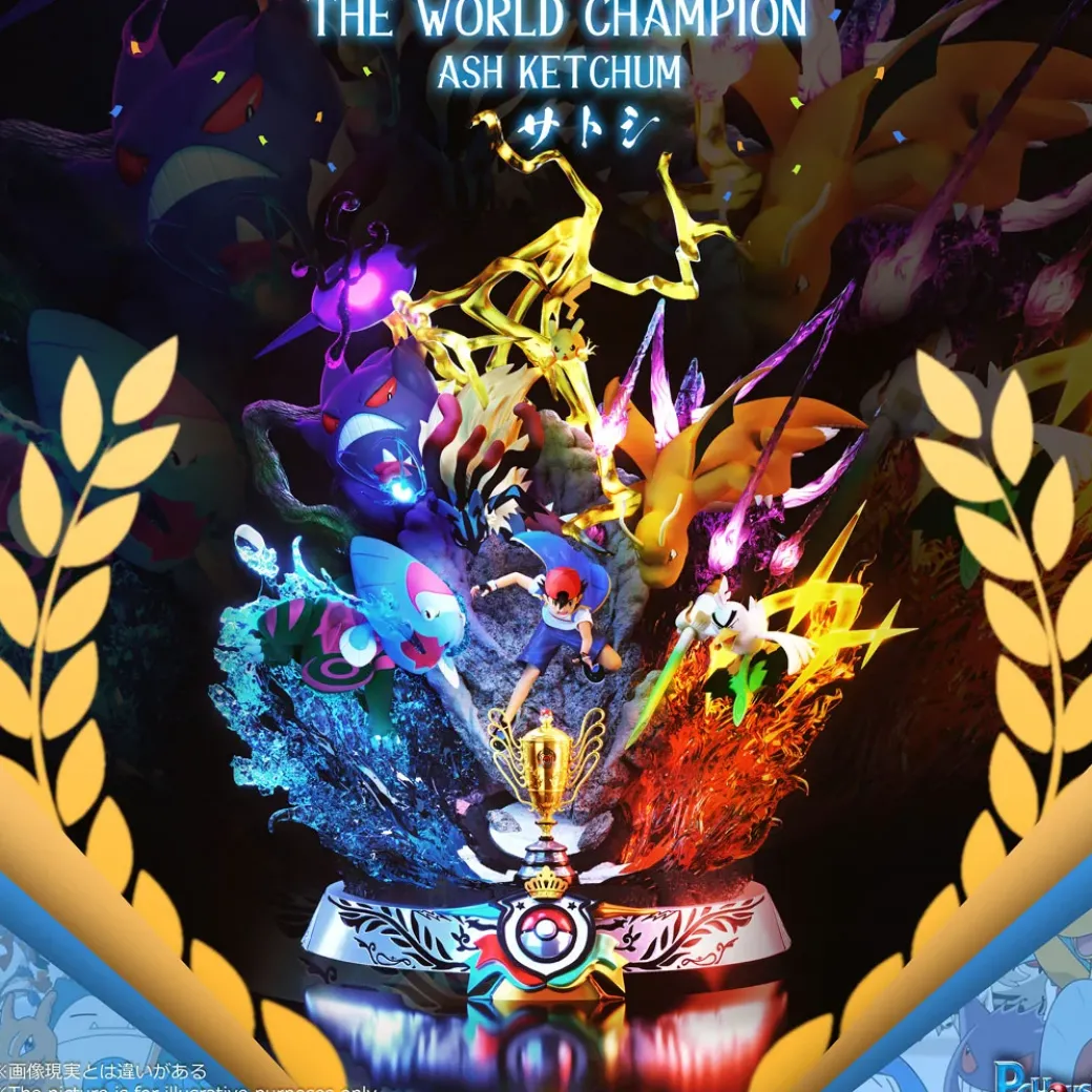 The World Champion Ash Ketchum with LED - Pokemon Resin Statue - PCHouse Studios