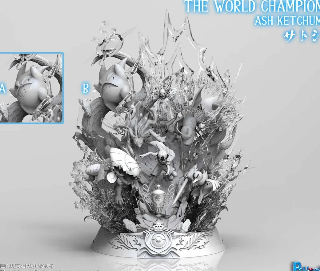 The World Champion Ash Ketchum with LED - Pokemon Resin Statue - PCHouse Studios