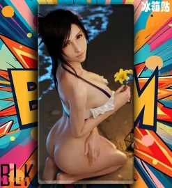 Tipsy Tifa Lockhart Decorative Painting & Fridge Magnet - (FF7) Final Fantasy VII - BLK Studio