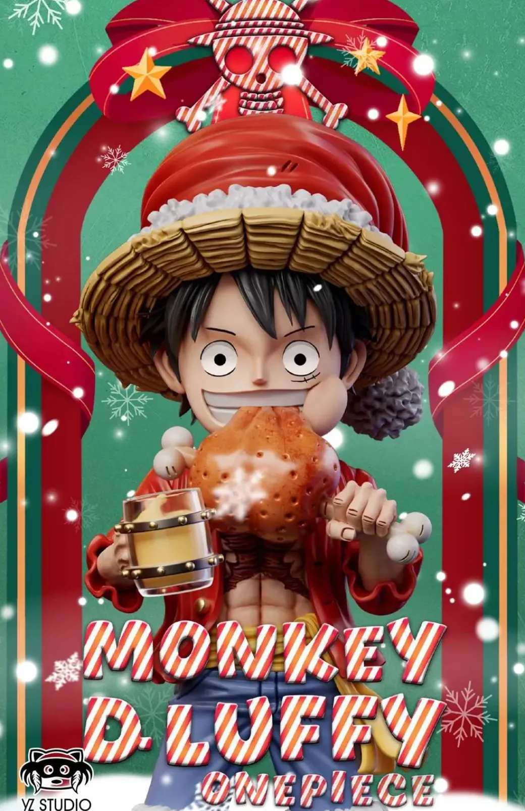Title Page Series 014 Christmas Monkey D. Luffy - ONE PIECE Statue - YZ Studios