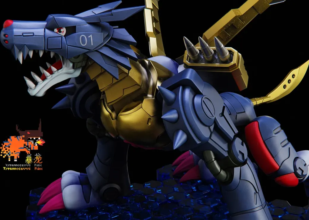 War Greymon & Metal Garurumon - Digimon Resin Statue - Tyrannosaurus Rex Studios