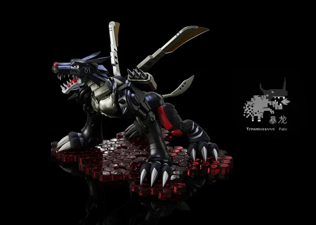 War Greymon & Metal Garurumon - Digimon Resin Statue - Tyrannosaurus Rex Studios