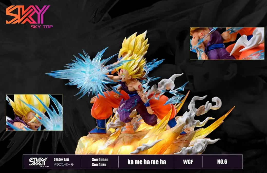 WCF Scale Famous Scene Series 002 Son Gohan & Son Goku's Kamekameha with LED - Dragon Ball Resin Statue - Sky Top Studios