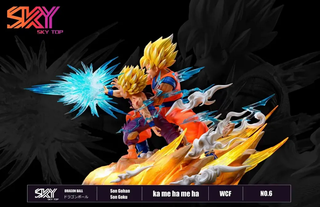 WCF Scale Famous Scene Series 002 Son Gohan & Son Goku's Kamekameha with LED - Dragon Ball Resin Statue - Sky Top Studios